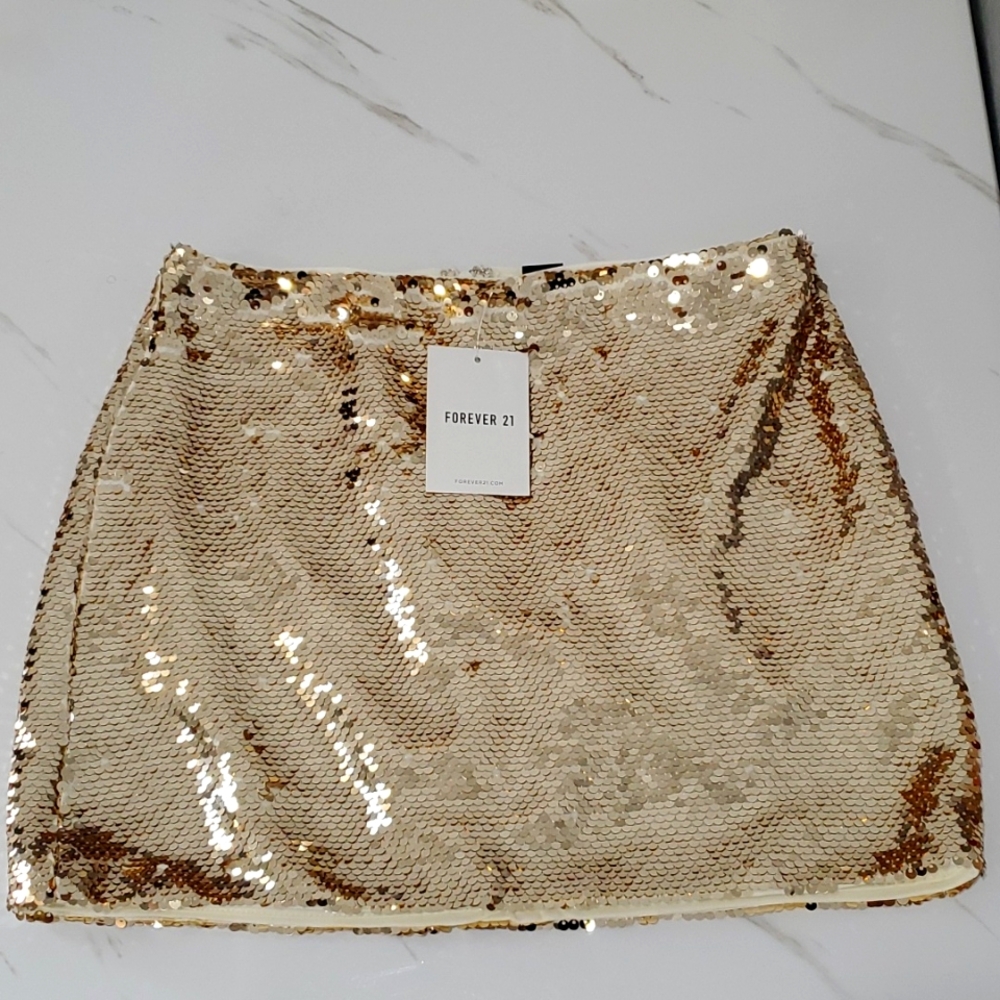 Gold Sequin Mini Skirt